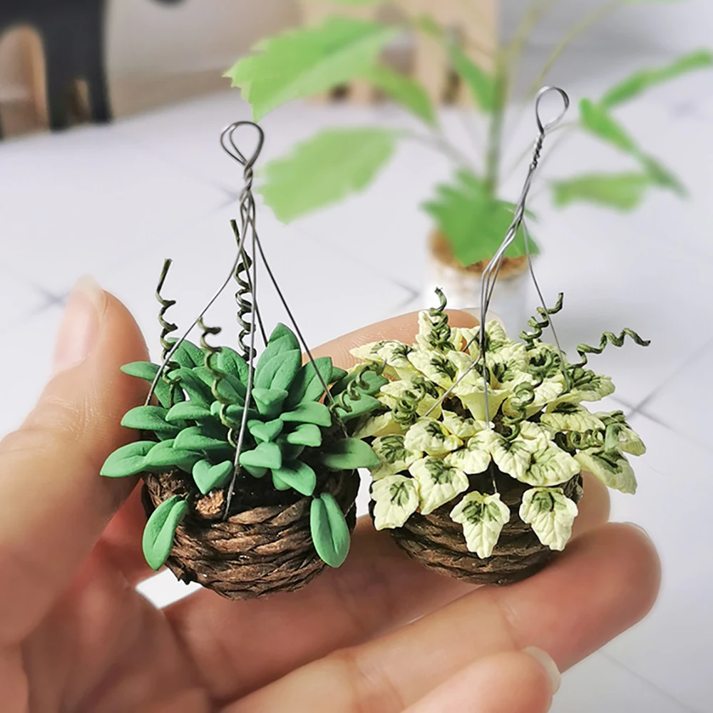 Terracotta Pot - 1/12 Миниатюрный Кукольный дом, зеленое Горшечное